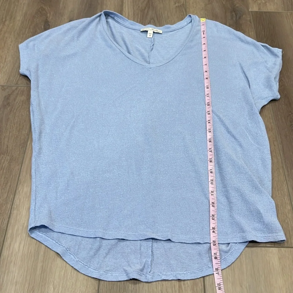 Express One Eleven Blue V-Neck Top Oversized Size Medium Short Sleeve - Picture 3 of 7